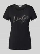 Liu Jo White T-Shirt mit Label-Print in Black, Größe L