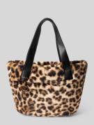 Liu Jo White Tote Bag mit Kunstfellbesatz in Mittelbraun, Größe 1