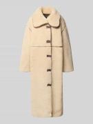 WITHBLACK Mantel mit Kunstfellbesatz in Sand, Größe S
