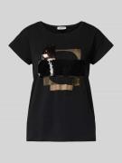 More & More T-Shirt mit Paillettenbesatz in Black, Größe 34