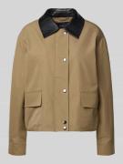 Oui Hemdjacke mit Umlegekragen in Khaki, Größe 36