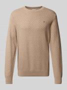 Gant Strickpullover mit Rundhalsausschnitt und Logo-Stitching in Sand,...
