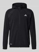 adidas Training Sweatjacke mit Logo-Print und Kapuze in Black, Größe L