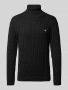 Gant Strickpullover mit gerippten Abschlüssen in Black, Größe L