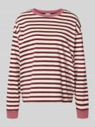 Jake*s Casual Longsleeve mit Rundhalsausschnitt in Aubergine, Größe M