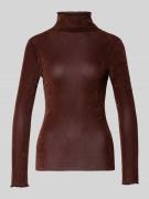 Luisa Cerano Longsleeve mit Stehkragen in Dunkelbraun, Größe 36