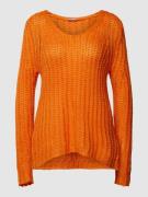 Fransa Strickpullover in Grobstrick Modell 'Ada' in Orange, Größe L