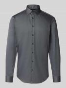 Jake*s Slim Fit Business-Hemd mit Strukturmuster in Anthrazit, Größe 3...
