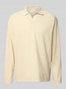 Lindbergh Oversized Poloshirt mit Strukturmuster in Stein, Größe L