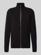 Lindbergh Strickpullover mit Troyer-Kragen in Black, Größe XL