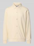 Lindbergh Regular Fit Sweatjacke aus Baumwoll-Mix in Stein, Größe XXXL