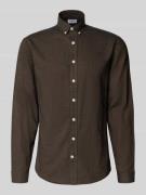 Lindbergh Freizeithemd mit Button-Down-Kragen in Dunkelbraun, Größe L