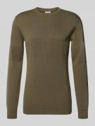 Lindbergh Strickpullover mit gerippten Abschlüssen in Schlamm, Größe L