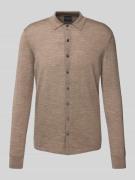 Christian Berg Men Wolljacke mit Kentkragen in Taupe Melange, Größe L