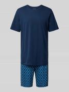Schiesser Loose Fit Pyjama aus reiner Baumwolle in Marine, Größe 52