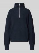 Jake*s Casual Strickpullover mit Troyer-Kragen in Dunkelblau, Größe L