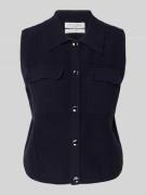 Christian Berg Woman Wollshirt mit Umlegekragen in Dunkelblau, Größe L