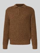 JAKE*S STUDIO MEN Strickpullover mit Kentkragen in Dunkelbraun Melange...