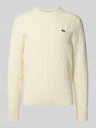 Lacoste Regular Fit Strickpullover aus reiner Wolle in Offwhite, Größe...