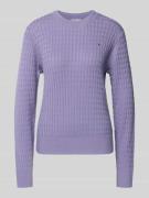 Tommy Hilfiger Regular Fit Pullover mit Zopfmuster in Lavender, Größe ...