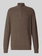 Fynch-Hatton Strickpullover mit Troyer-Kragen in Mittelbraun, Größe L