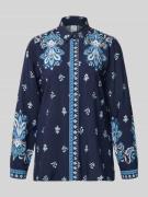 Emily Van den Bergh Regular Fit Bluse mit Manschetten in Dunkelblau, G...