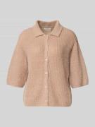 Fynch-Hatton Strickjacke mit Umlegekragen in Hellbraun, Größe L