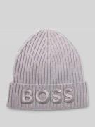 BOSS Beanie aus reiner Schurwolle Modell 'LARA_HAT' in Mittelgrau, Grö...