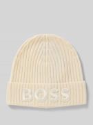 BOSS Beanie aus reiner Schurwolle Modell 'LARA_HAT' in Ecru, Größe 1