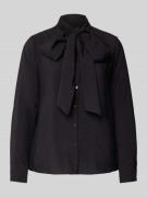 Milano Italy Regular Fit Bluse mit Schleifen-Detail in Black, Größe 42