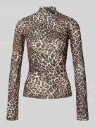 HUGO Langarmshirt mit Stehkragen Modell 'DARDONNAY' in Hellbraun, Größ...