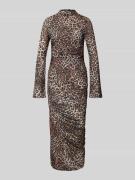 HUGO Slim Fit Midikleid aus elastischem Mesh-Krepp in Hellbraun, Größe...