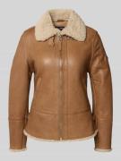 Cabrini Lammnappa Jacke mit Umlegekragen in Beige, Größe 36