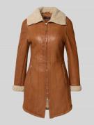 Cabrini Lederjacke mit Teddyfutter in Cognac, Größe 34