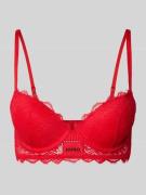 HUGO BH mit Spitzenbesatz Modell 'PUSH-UP RL LACE' in Rot, Größe 70C