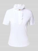 Rich & Royal T-Shirt mit Stehkragen in Weiss, Größe S