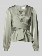 Neo Noir Langarmbluse mit V-Ausschnitt in Schilf, Größe 40