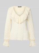 Zero Blusenshirt mit V-Ausschnitt in Ecru, Größe 36