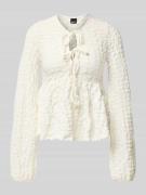 Gina Tricot Longsleeve mit V-Ausschnitt in Ecru, Größe L