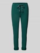 ZABAIONE Skinny Fit Stoffhose mit Tunnelzug in Dunkelgruen, Größe L