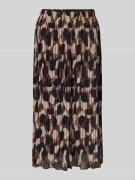 ZABAIONE Midirock mit Plisseefalten in Mittelbraun, Größe L