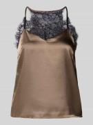 Pieces Regular Fit Trägertop aus Satin Modell 'JAHARA' in Hellbraun Me...