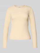 Guess Jeans Longsleeve mit Label-Stitching in Ecru, Größe L