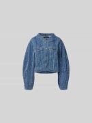 ROTATE Cropped Jeansjacke mit Ballonärmeln in Jeansblau, Größe 34