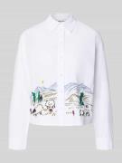 Jake*s Casual Slim Fit Hemdbluse mit Motiv-Stitching in Offwhite, Größ...