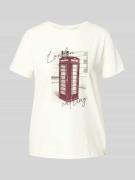 comma T-Shirt mit Motiv-Print in Weiss, Größe 44