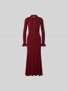 Self-Portrait Midikleid in Strick-Optik in Bordeaux, Größe L