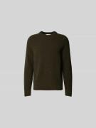 Closed Wollpullover in Strick-Optik in Khaki, Größe L