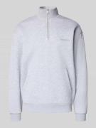 REVIEW Sweatshirt mit Stehkragen und Reißverschluss in Hellgrau Melang...