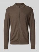 Fynch-Hatton Strickjacke mit Logo-Stitching in Mittelbraun, Größe L